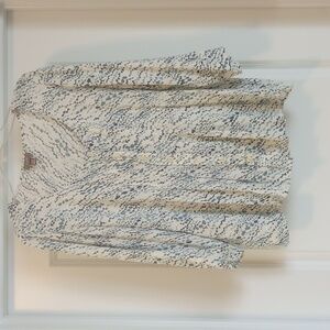 J. Jill Womens Blouse Sz S Blue White Button Up 3/4 Sleeves Peplum Scoop Neck